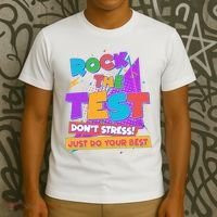Retro Rock The Test Dont Stress Just Do Your Best T-Shirt thumb 3