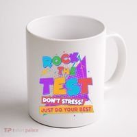 Retro Rock The Test Dont Stress Just Do Your Best Coffee Mug thumb 1