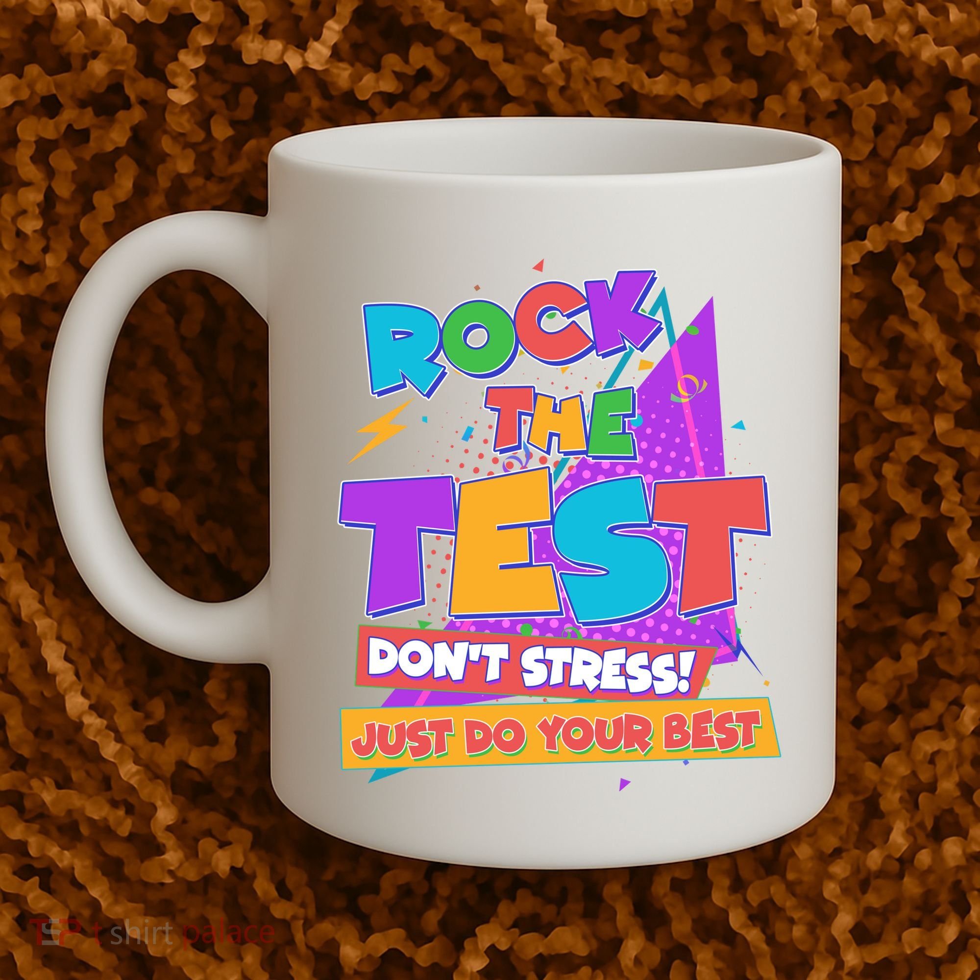 Retro Rock The Test Dont Stress Just Do Your Best Coffee Mug