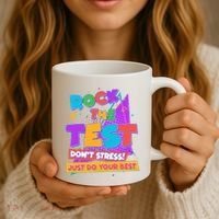 Retro Rock The Test Dont Stress Just Do Your Best Coffee Mug thumb 3