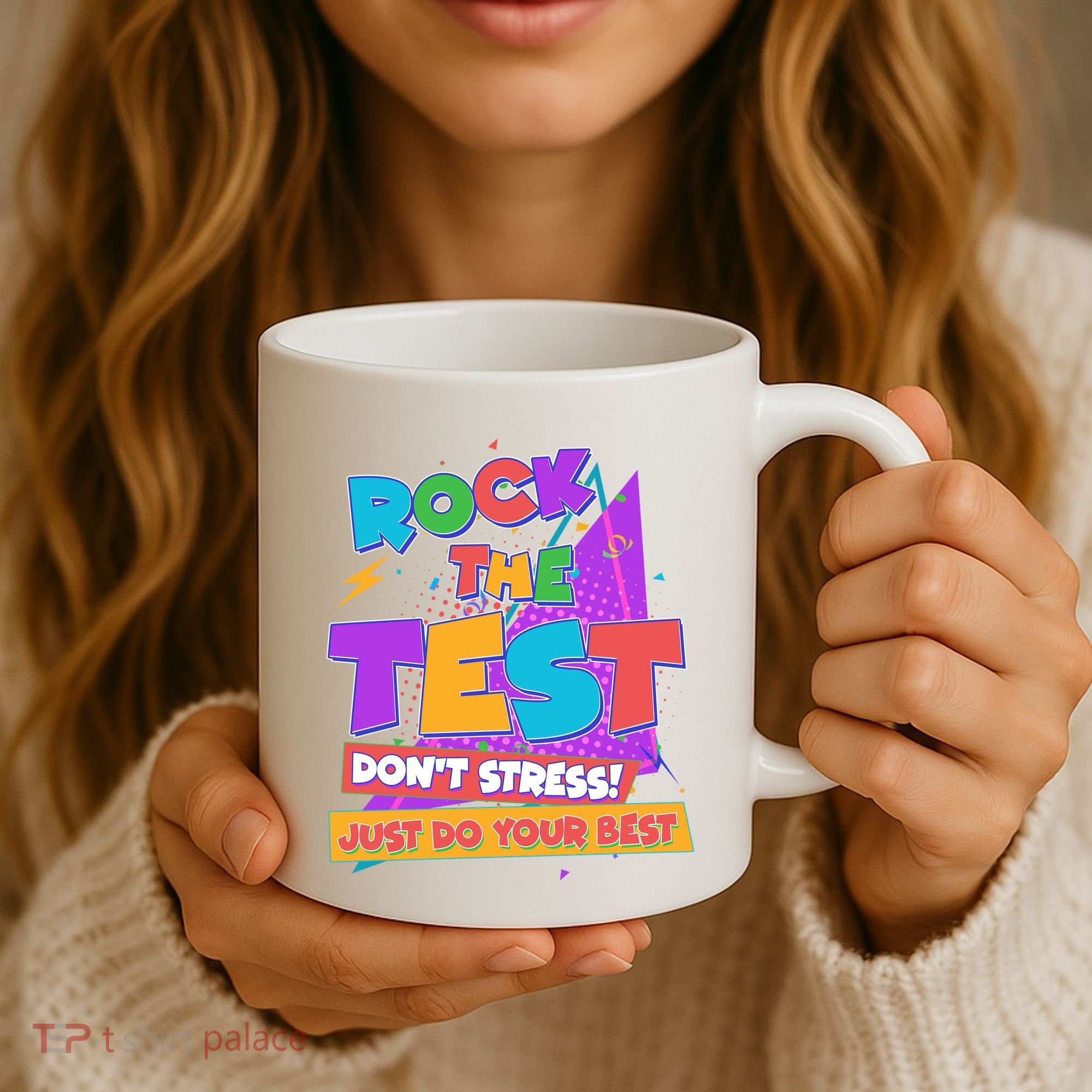 Retro Rock The Test Dont Stress Just Do Your Best Coffee Mug