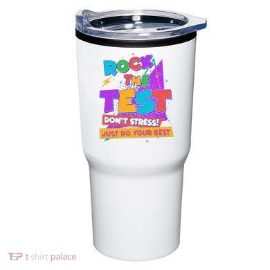 Retro Rock The Test Dont Stress Just Do Your Best Tumbler