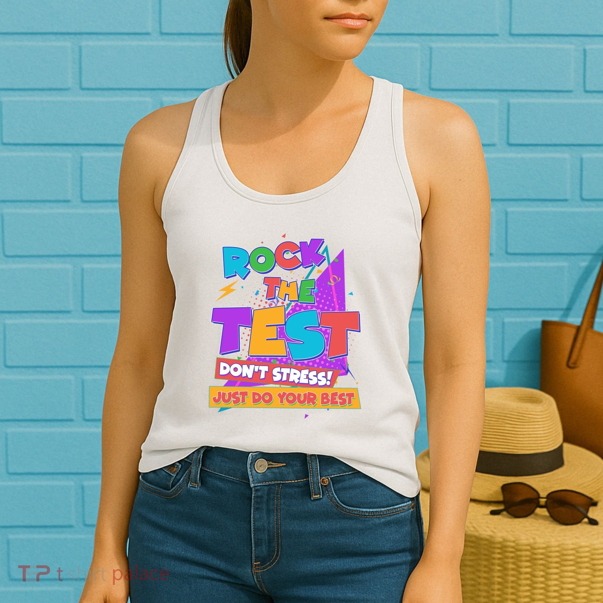Retro Rock The Test Dont Stress Just Do Your Best Women's Tank Top