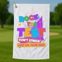Retro Rock The Test Dont Stress Just Do Your Best Golf Towel thumb 1