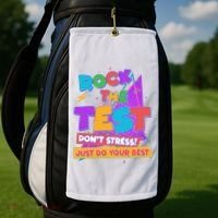 Retro Rock The Test Dont Stress Just Do Your Best Golf Towel thumb 2