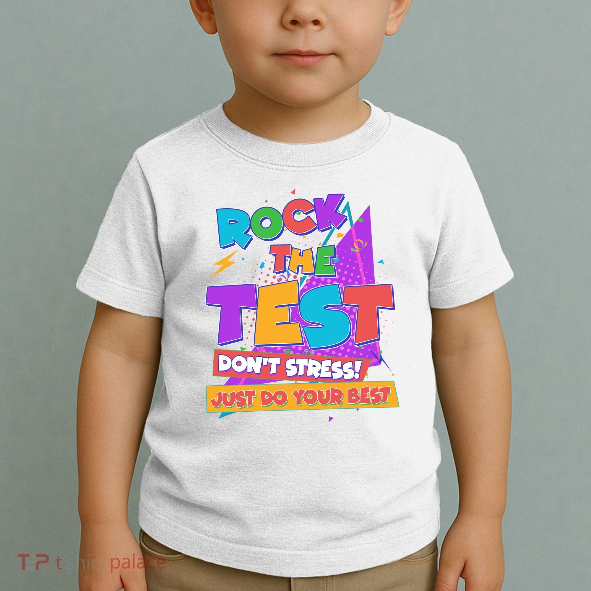Retro Rock The Test Dont Stress Just Do Your Best Toddler T-Shirt