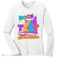Retro Rock The Test Dont Stress Just Do Your Best Women's Long Sleeve Shirt thumb 0
