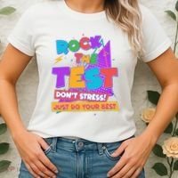 Retro Rock The Test Dont Stress Just Do Your Best Women's T-Shirt thumb 2