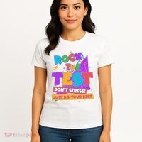 Retro Rock The Test Dont Stress Just Do Your Best Women's T-Shirt thumb 4