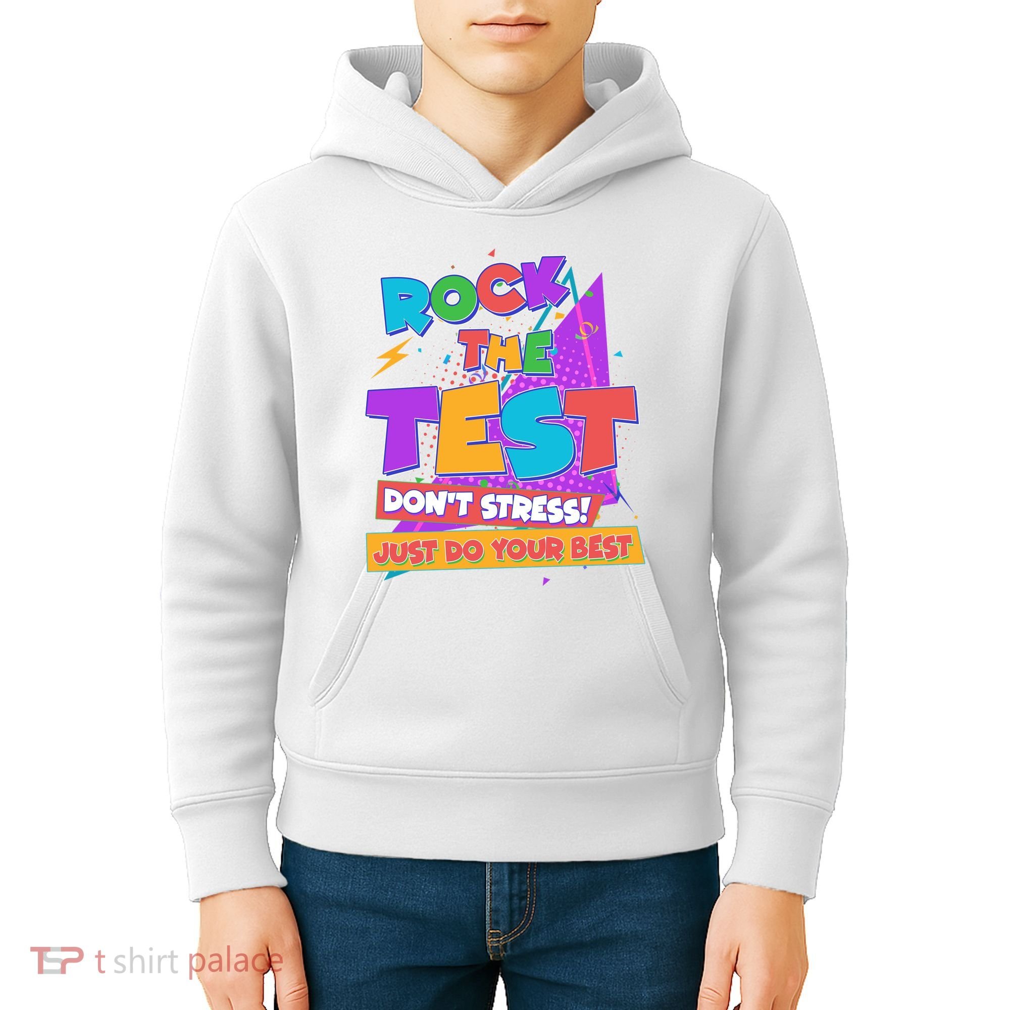 Retro Rock The Test Dont Stress Just Do Your Best Kids Hoodie