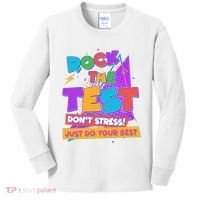 Retro Rock The Test Dont Stress Just Do Your Best Kids Long Sleeve Shirt thumb 0