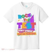 Retro Rock The Test Dont Stress Just Do Your Best Kids T-Shirt thumb 0