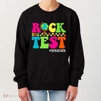 Retro Rock The Test Testing Day Motivational Teacher Student Women's Sweatshirt thumb 0