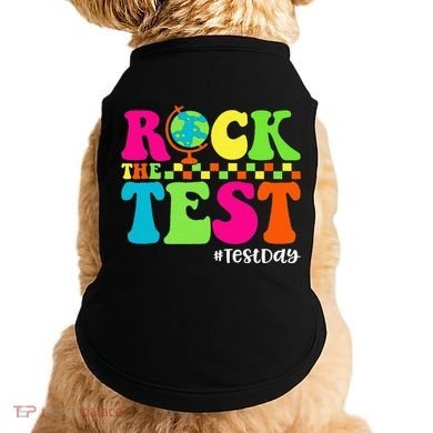 Retro Rock The Test Testing Day Motivational Teacher Student Doggie Tank