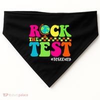 Retro Rock The Test Testing Day Motivational Teacher Student USA-Made Doggie Bandana thumb 0