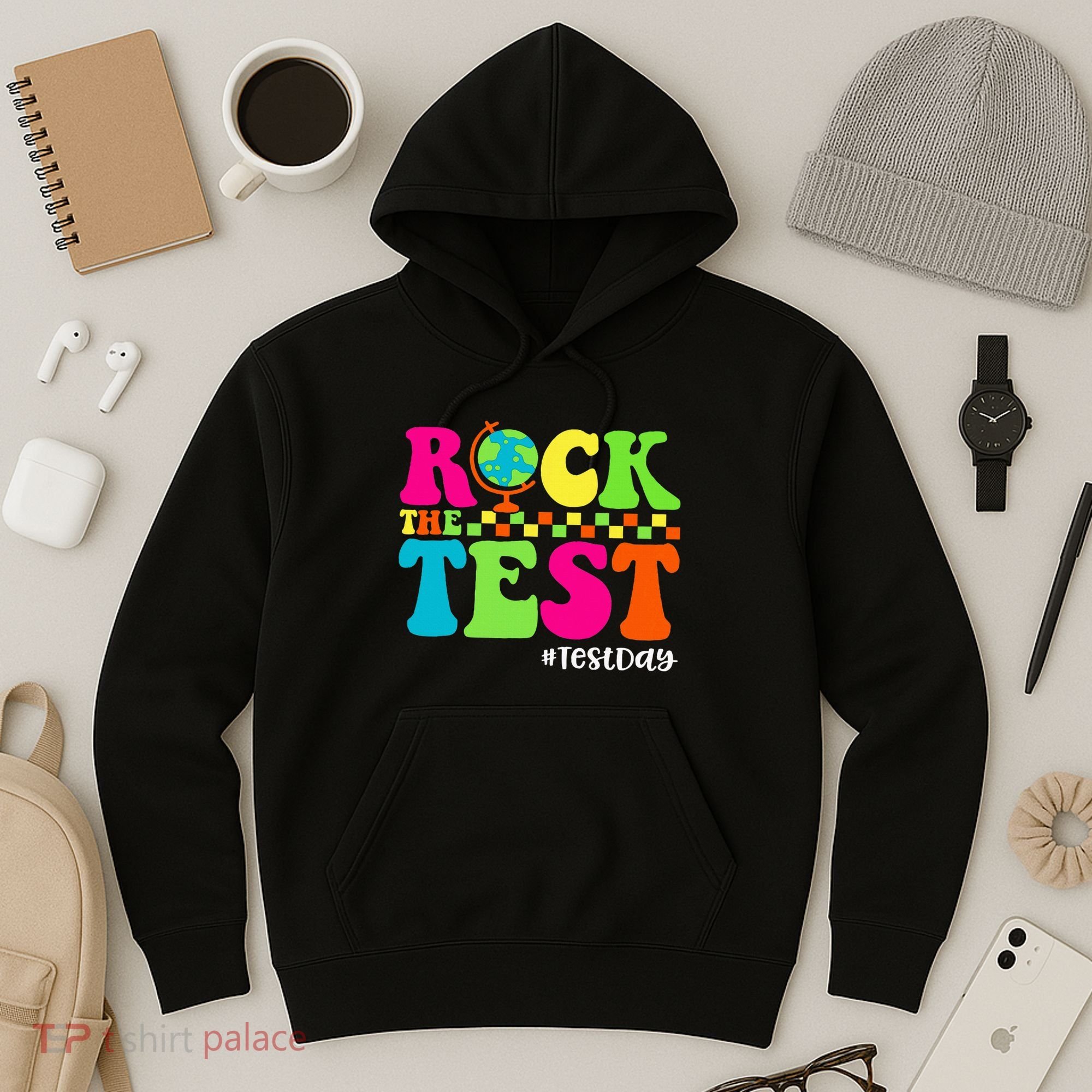 Retro Rock The Test Testing Day Motivational Teacher Student Hoodie