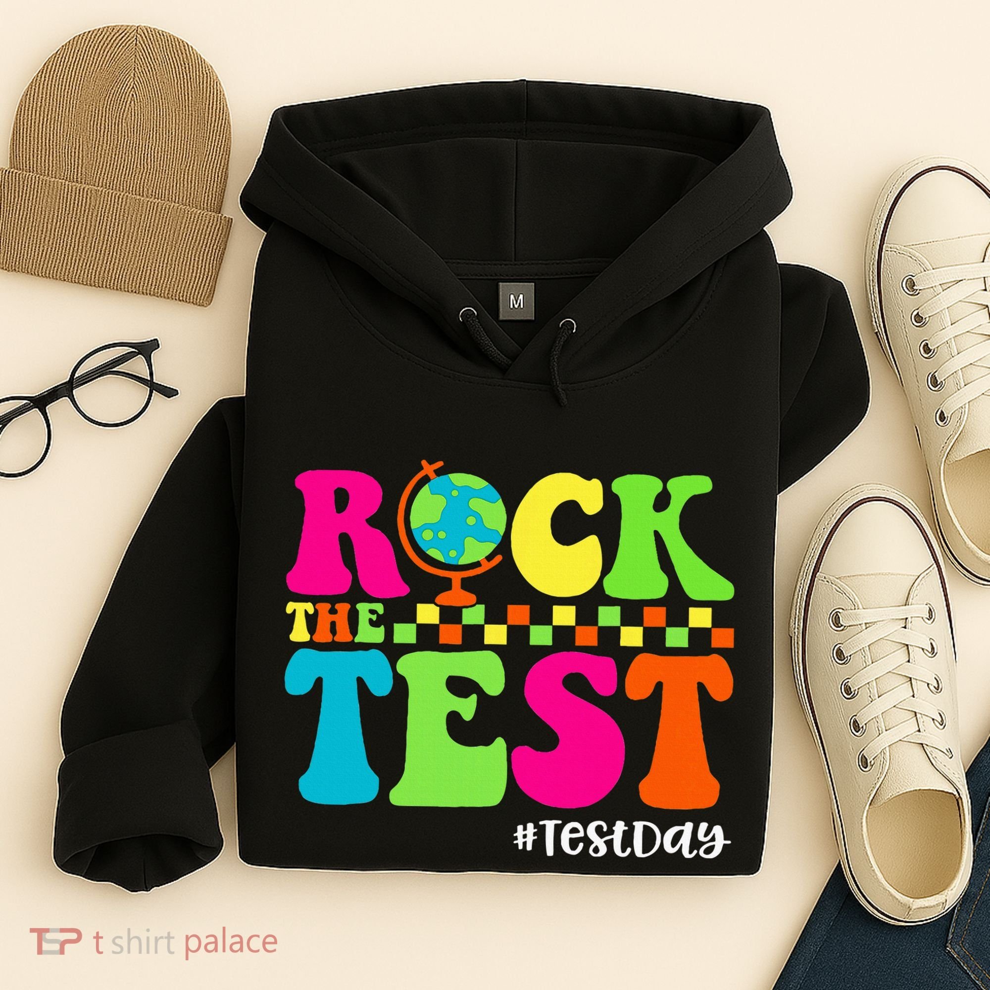 Retro Rock The Test Testing Day Motivational Teacher Student Hoodie