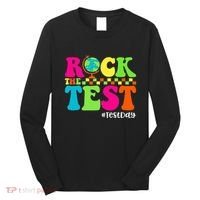 Retro Rock The Test Testing Day Motivational Teacher Student Long Sleeve Shirt thumb 0
