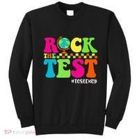 Retro Rock The Test Testing Day Motivational Teacher Student Sweatshirt thumb 0