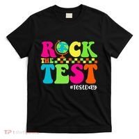 Retro Rock The Test Testing Day Motivational Teacher Student T-Shirt thumb 0