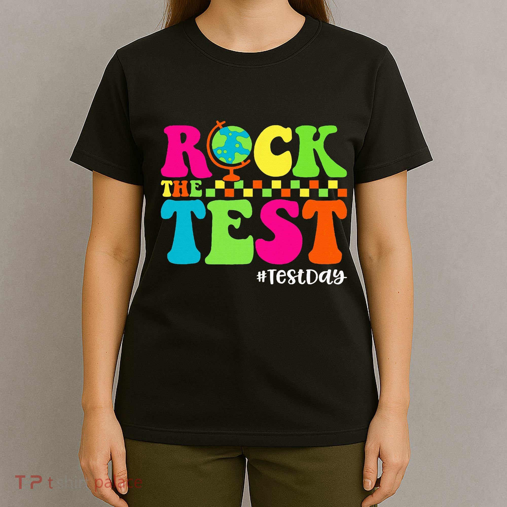 Retro Rock The Test Testing Day Motivational Teacher Student T-Shirt