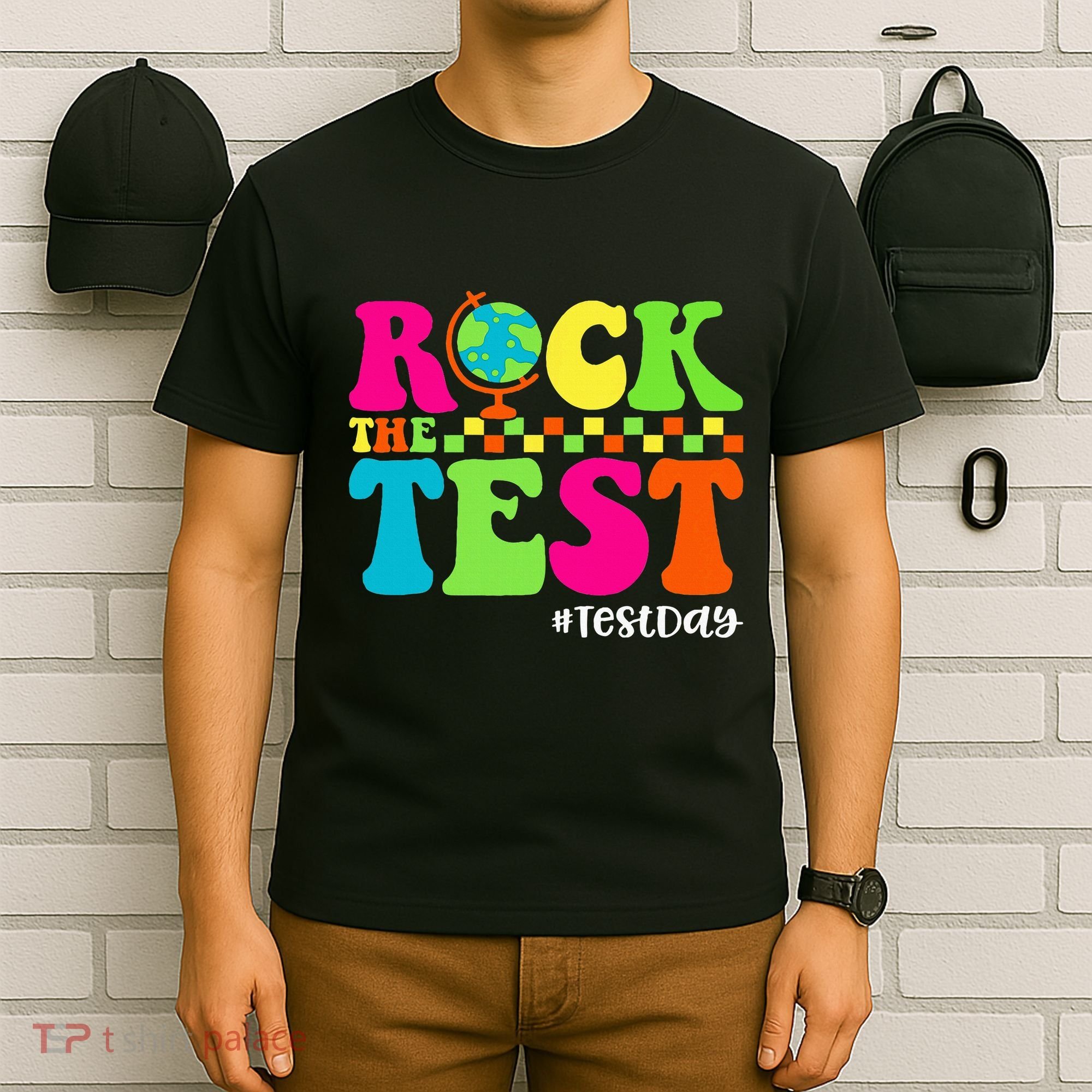 Retro Rock The Test Testing Day Motivational Teacher Student T-Shirt