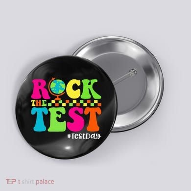 Retro Rock The Test Testing Day Motivational Teacher Student Button