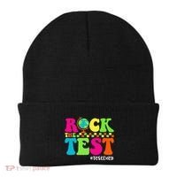 Retro Rock The Test Testing Day Motivational Teacher Student Beanie thumb 0