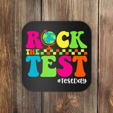 Retro Rock The Test Testing Day Motivational Teacher Student Coaster
