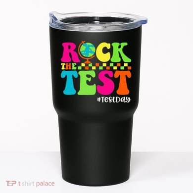 Retro Rock The Test Testing Day Motivational Teacher Student Tumbler
