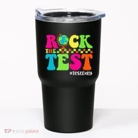 Retro Rock The Test Testing Day Motivational Teacher Student Tumbler thumb 0