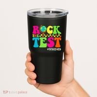 Retro Rock The Test Testing Day Motivational Teacher Student Tumbler thumb 2