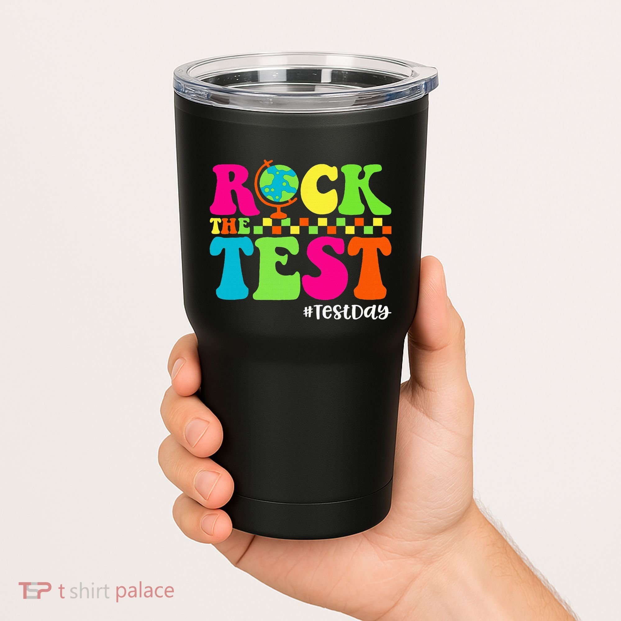 Retro Rock The Test Testing Day Motivational Teacher Student Tumbler