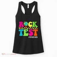 Retro Rock The Test Testing Day Motivational Teacher Student Women's Tank Top thumb 0