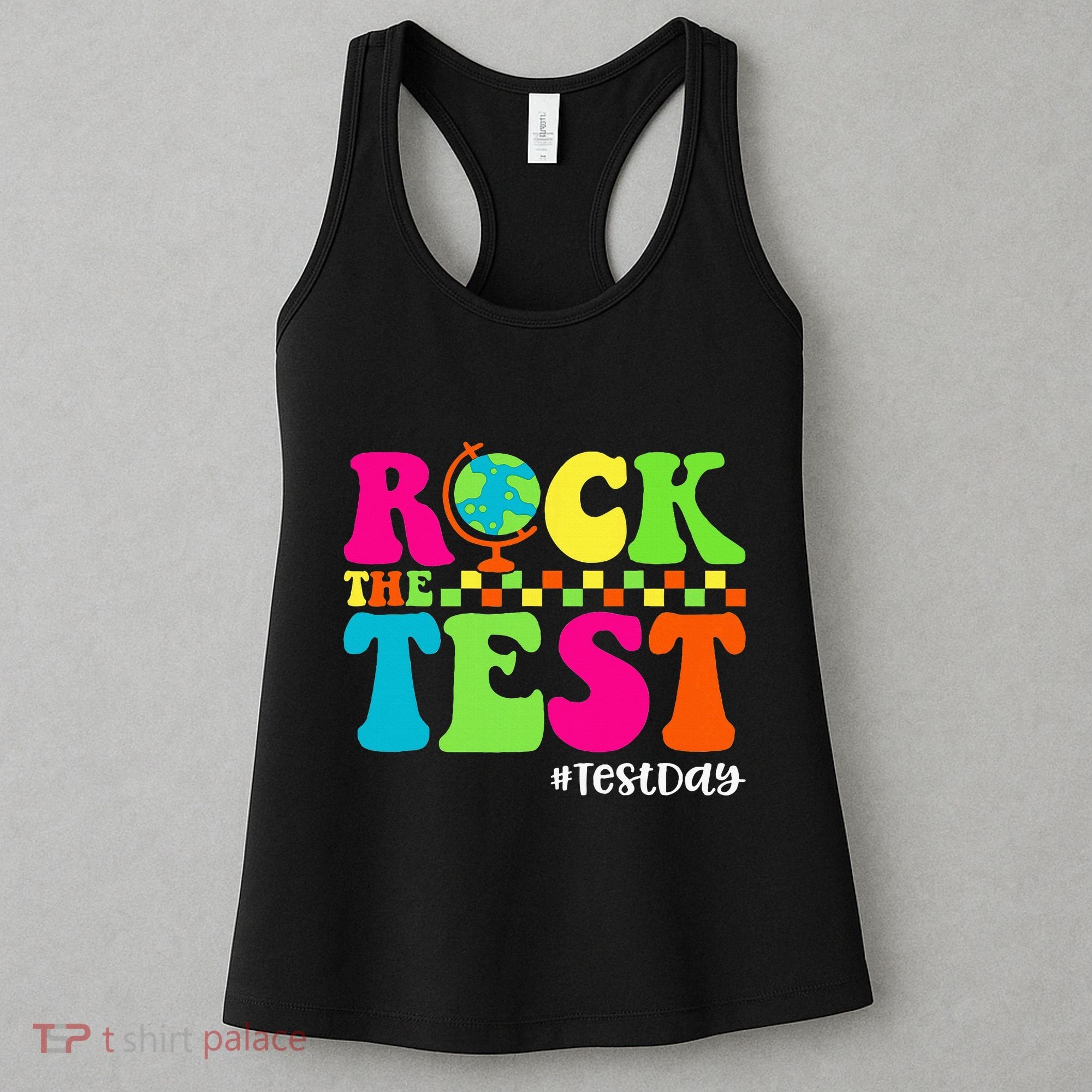 Retro Rock The Test Testing Day Motivational Teacher Student Women's Tank Top
