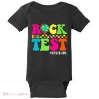 Retro Rock The Test Testing Day Motivational Teacher Student Baby Bodysuit thumb 0