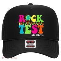 Retro Rock The Test Testing Day Motivational Teacher Student Hat thumb 0