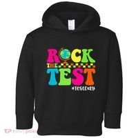 Retro Rock The Test Testing Day Motivational Teacher Student Toddler Hoodie thumb 0