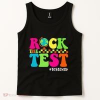 Retro Rock The Test Testing Day Motivational Teacher Student Tank Top thumb 2