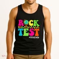 Retro Rock The Test Testing Day Motivational Teacher Student Tank Top thumb 3