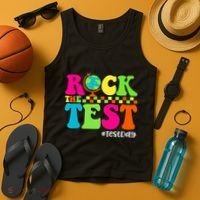 Retro Rock The Test Testing Day Motivational Teacher Student Tank Top thumb 4
