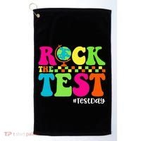 Retro Rock The Test Testing Day Motivational Teacher Student Golf Towel thumb 0