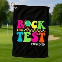 Retro Rock The Test Testing Day Motivational Teacher Student Golf Towel thumb 1