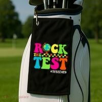 Retro Rock The Test Testing Day Motivational Teacher Student Golf Towel thumb 2