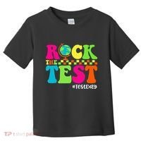 Retro Rock The Test Testing Day Motivational Teacher Student Toddler T-Shirt thumb 0