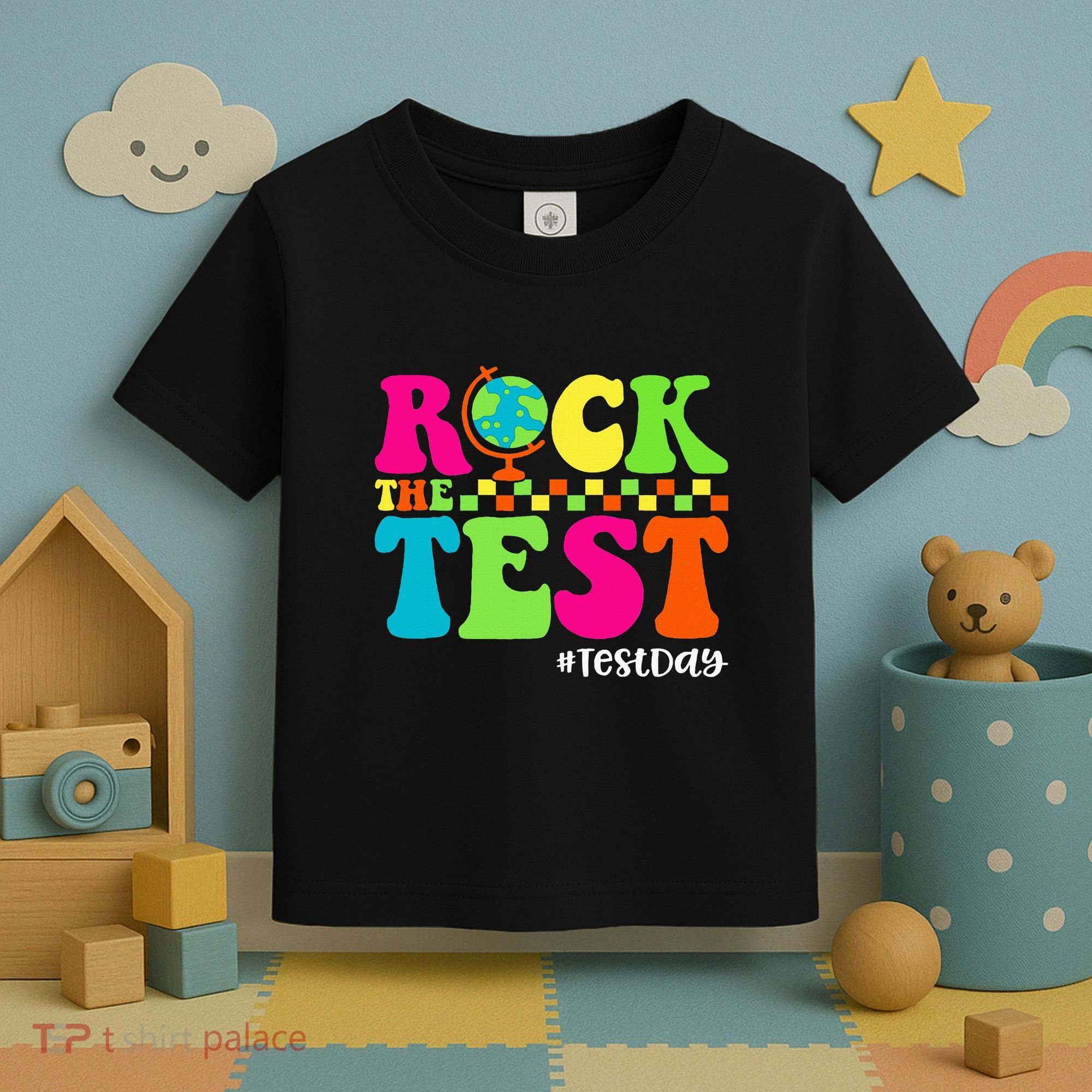 Retro Rock The Test Testing Day Motivational Teacher Student Toddler T-Shirt