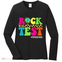 Retro Rock The Test Testing Day Motivational Teacher Student Women's Long Sleeve Shirt thumb 0