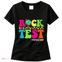 Retro Rock The Test Testing Day Motivational Teacher Student Women's T-Shirt thumb 0