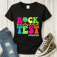 Retro Rock The Test Testing Day Motivational Teacher Student Women's T-Shirt thumb 3