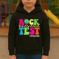 Retro Rock The Test Testing Day Motivational Teacher Student Kids Hoodie thumb 3